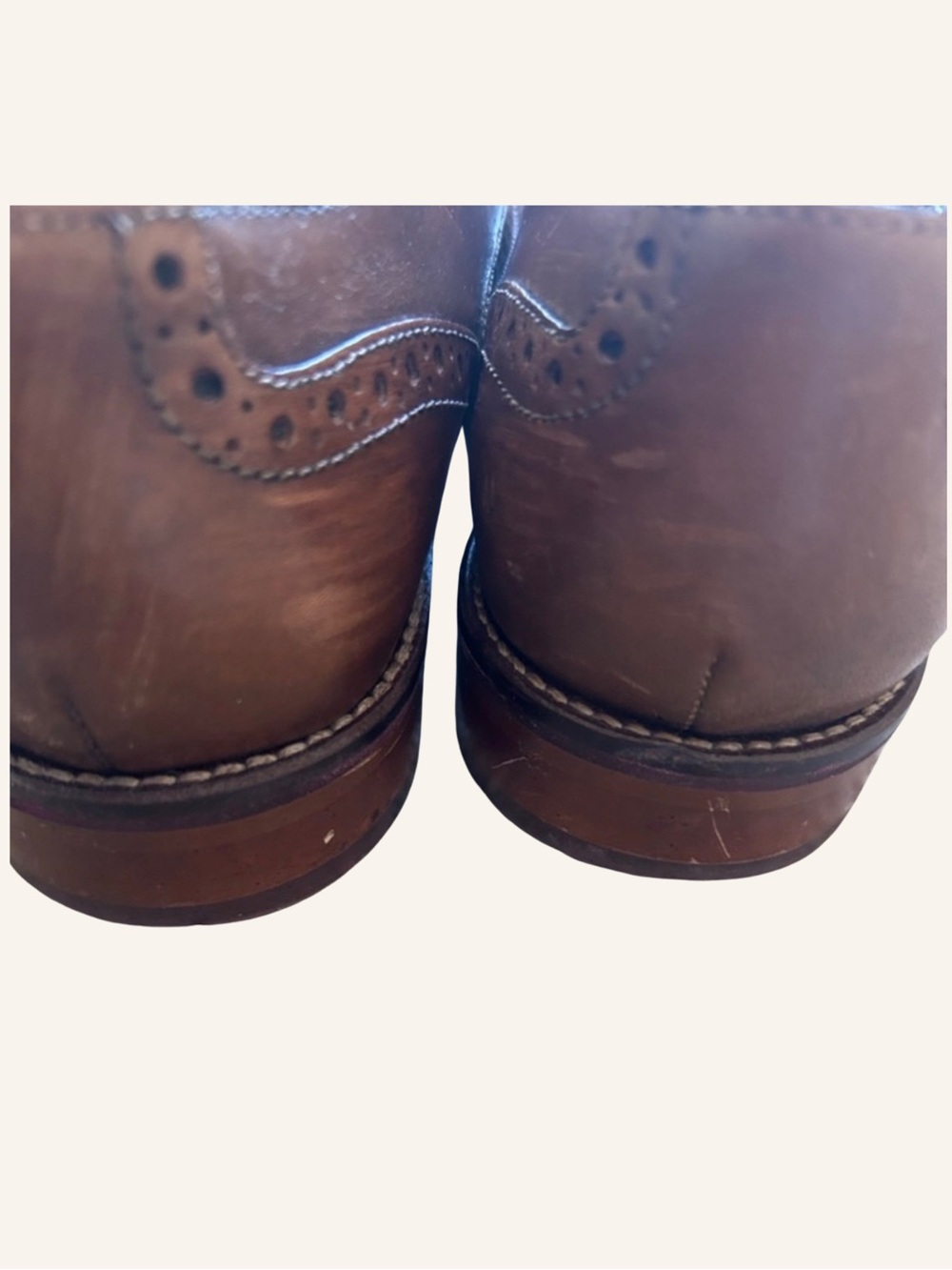 Johnston & Murphy Shoes Men’s Brown Cognac Wingtip Oxfords Leather Size 9 Men’s - Picture 5 of 11